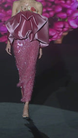 LOOK 22 LARK Bodice and LEILA Skirt | Party set in mikado piqué and skirt embroidered with sequins