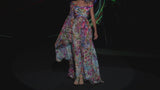 LOOK 1 INFINITY | Long printed chiffon dress with asymmetrical neckline