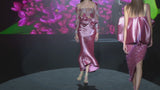 LOOK 1 INFINITY | Long printed chiffon dress with asymmetrical neckline