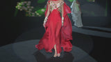 LOOK 1 INFINITY | Long printed chiffon dress with asymmetrical neckline
