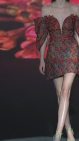 LOOK 4 Dress LESLI | Midi party dress in reembroidered chantilly with shirt collar