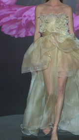 LOOK 20 Vestido LIRYC | Vestido de fiesta en garza de seda con palabra de honor y falda con volumen