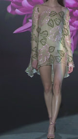 LOOK 16 Dress LADY | Party dress in embroidered gauze with V-neckline and voluminous skirt