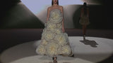 LOOK 35 Vestido NENUFAR | Vestido de fiesta largo en tul invisible con maxi flores de organza plisada