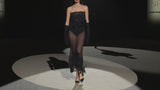 LOOK 2 Top NIZA y falda NIKA | Conjunto de fiesta en gasa de seda negra bordada con azabaches y lentejuelas