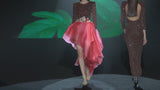 LOOK 1 INFINITY | Long printed chiffon dress with asymmetrical neckline