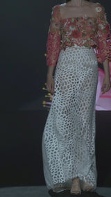 LOOK 10 Top Crop LAMBIL and Skirt LAUKO | Party set in embroidered tulle with structured layer skirt