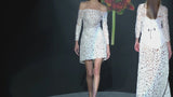 LOOK 2 Vestido LUCILA | Vestido de fiesta en guipur troquelado con escote asimétrico