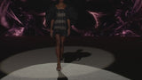 LOOK 1 Vestido NERO | Vestido de fiesta corto bordado con azabache y cristal negro, flecos y mangas XXL plisadas