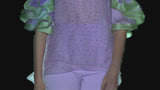 Look 15 DIANA y DEKO | Blusa en garza bordada y Pantalon capri en crepe lila