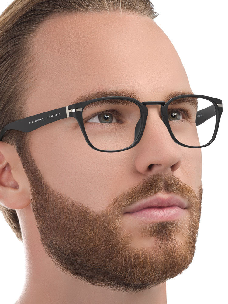 a close up of a person wearing glasses 